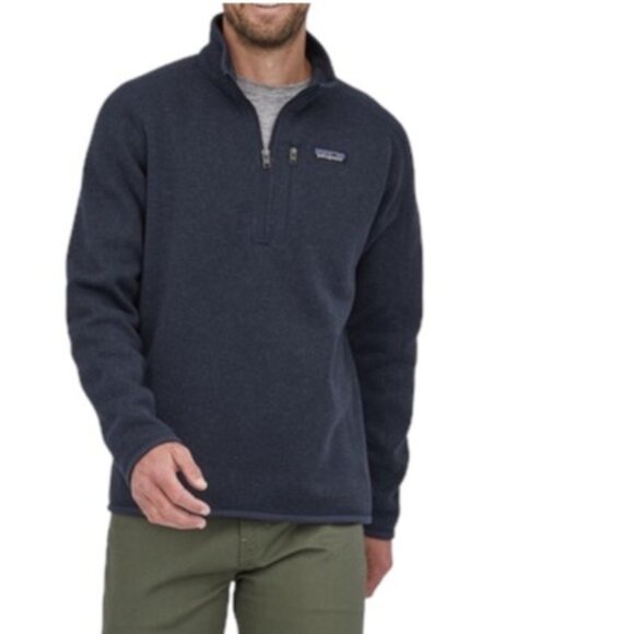Patagonia Better Sweater Quarter-Zip Stand Collar Navy Blue Worn Wear Jacket L - Picture 1 of 9